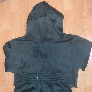 Sorella Dark Green Crop Top Hoodie Set with Jogger